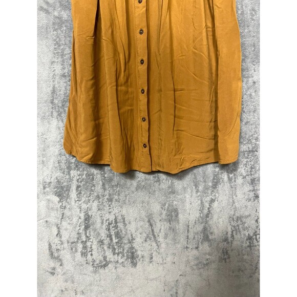Forever 21 Camel Brown Button Front Midi Skirt M Rayon A Line Pockets Boho - Picture 9 of 15